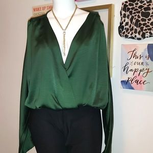 Green Satin Bodysuit